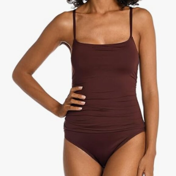 La Blanca Island Goddess Rouched Body Lingerie Mio One Piece Swimsuit Java 14 - Picture 2 of 6